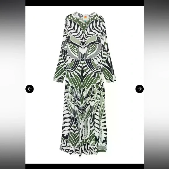 FARM Rio Green and Black Patterned Midi Dress size XS - joarbit.com